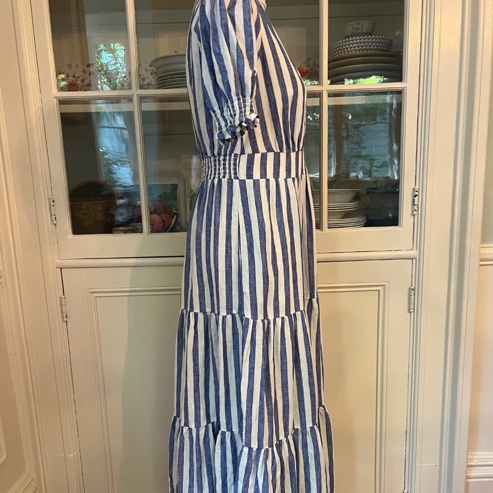 Blue and White Striped Maxi Dress - Picture 7 of 14